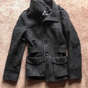 H & M black button up silk lined jacket